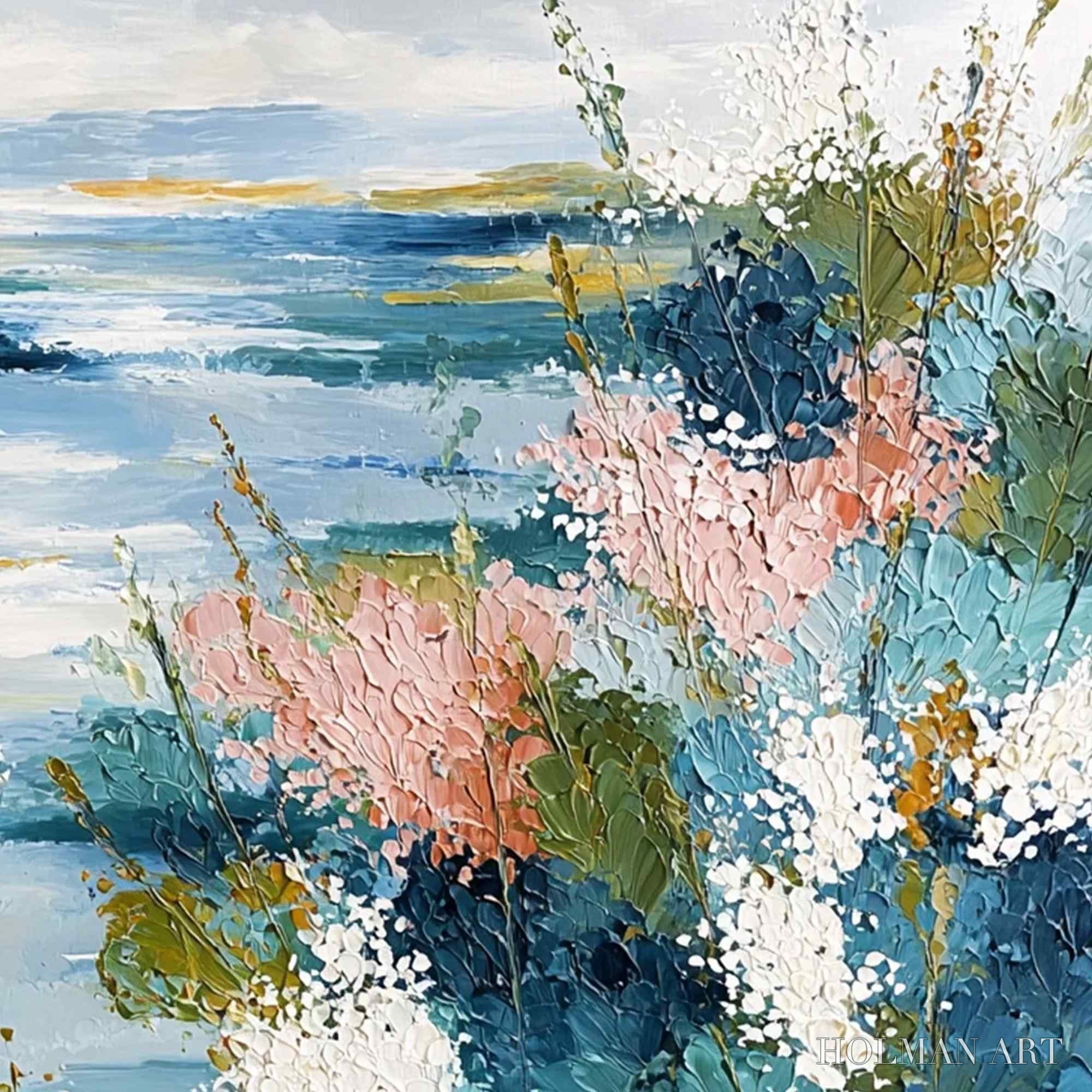HOLMAN ART Coastal Bloom – Textured Impasto Painting of a Floral Coastline - image 5