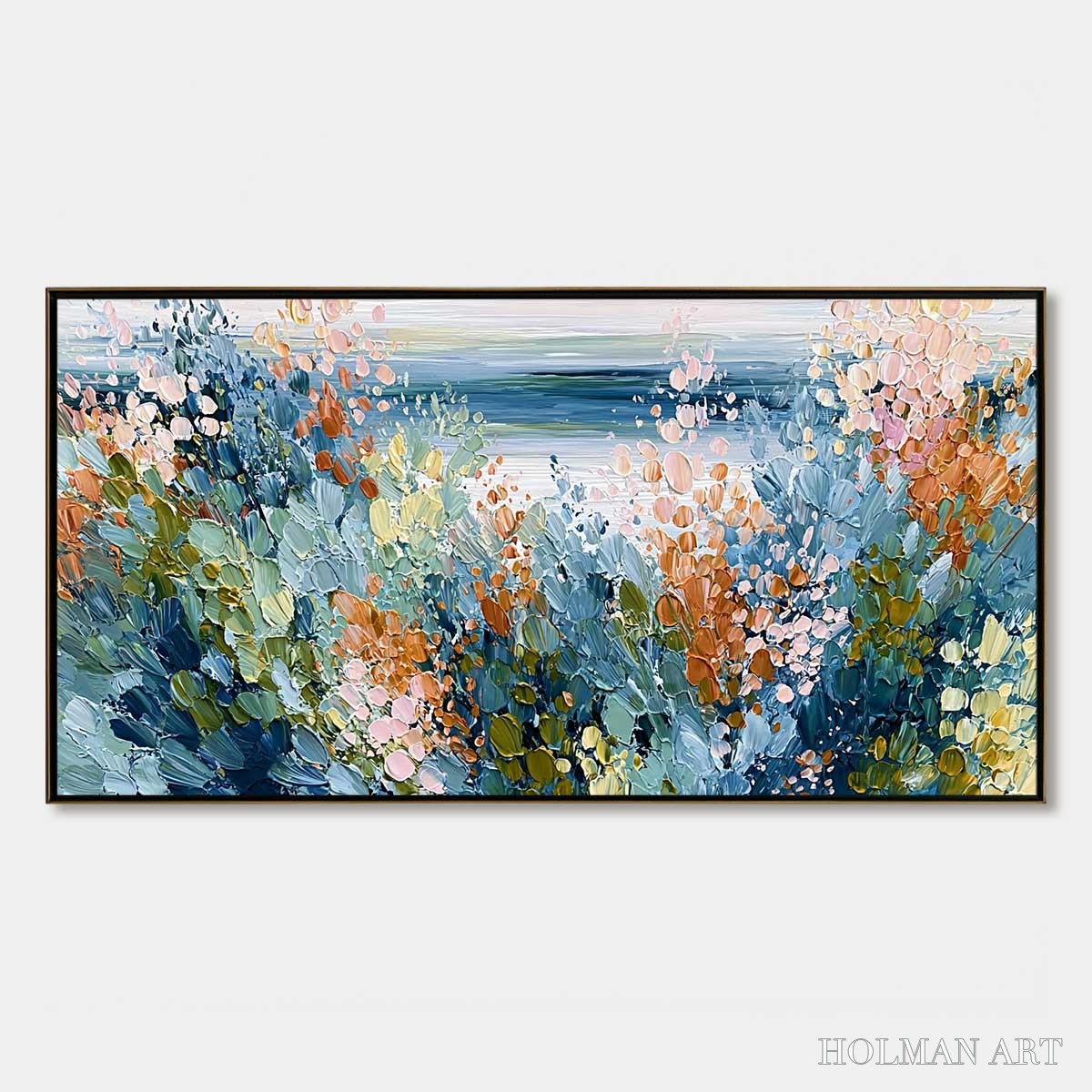 HOLMAN ART Coastal Bloom – Textured Abstract Floral Seascape Oil Painting - image 1