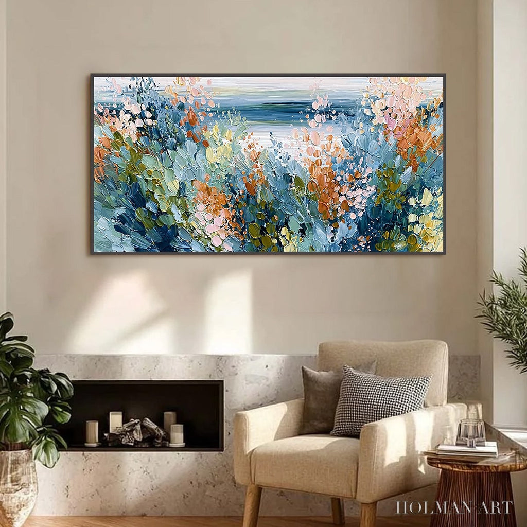HOLMAN ART Coastal Bloom – Textured Abstract Floral Seascape Oil Painting - image 2