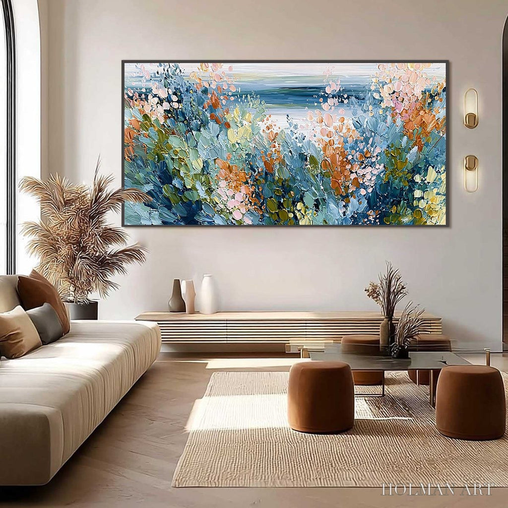 HOLMAN ART Coastal Bloom – Textured Abstract Floral Seascape Oil Painting - image 6
