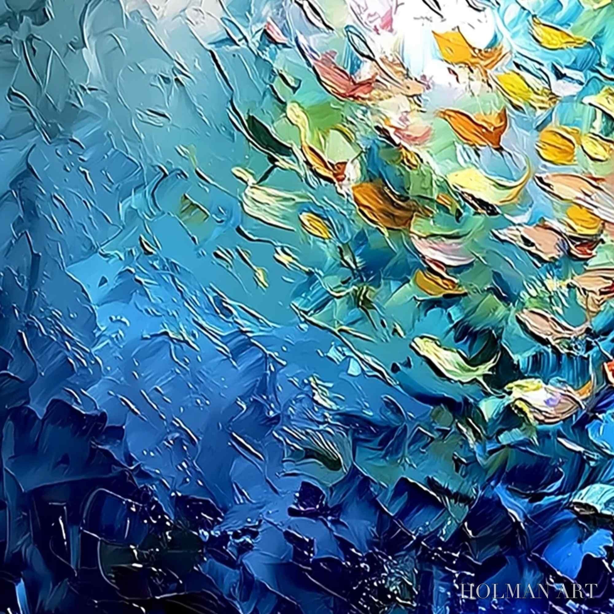 HOLMAN ART Coral Rush – Textured Impasto Painting of a Vibrant School of Fish - image 3