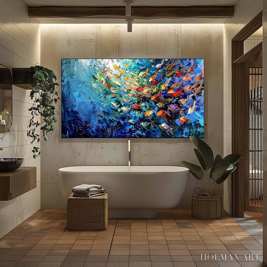 HOLMAN ART Coral Rush – Textured Impasto Painting of a Vibrant School of Fish - image 6