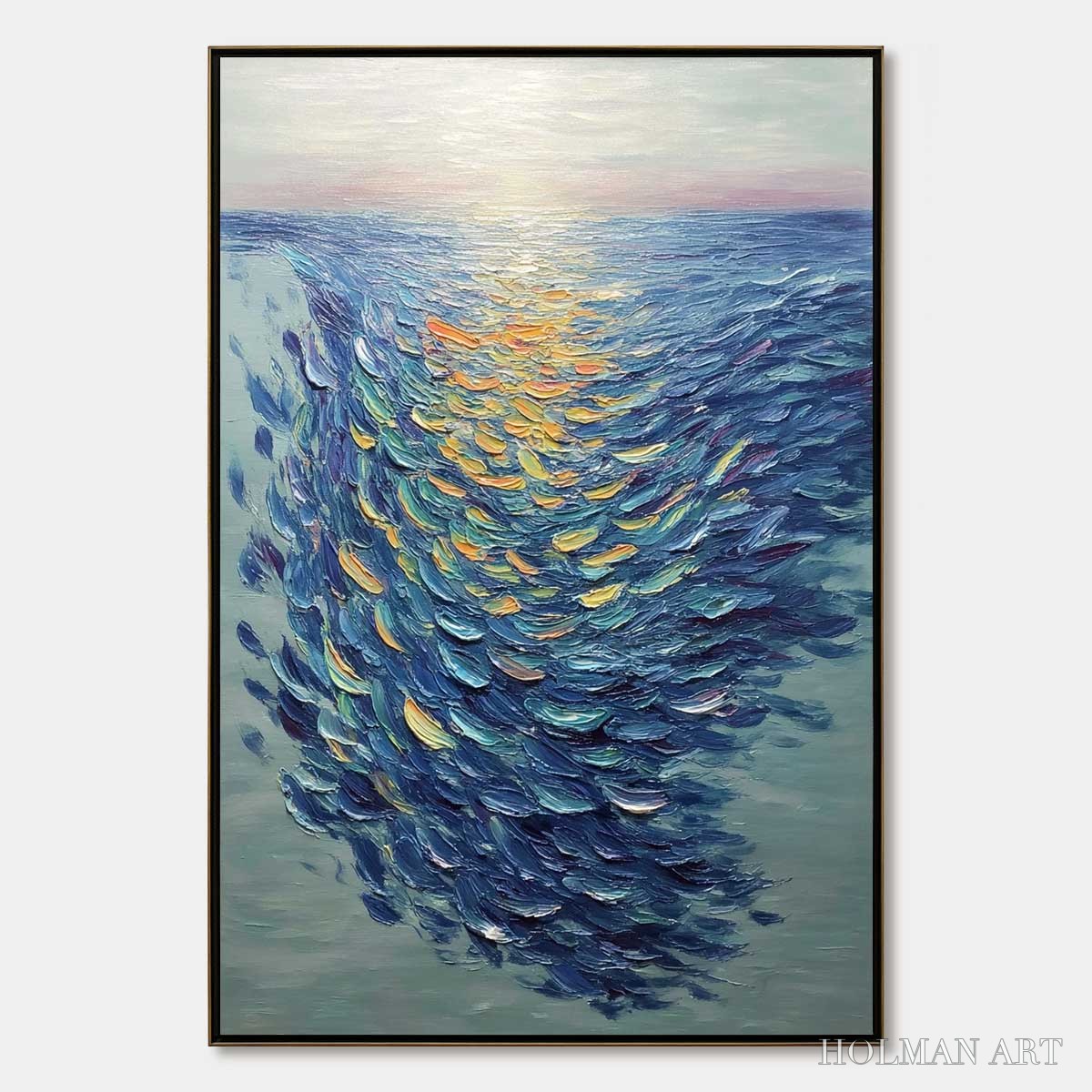 HOLMAN ART Golden Tide – Textured Impasto Painting of a School of Fish - image 1