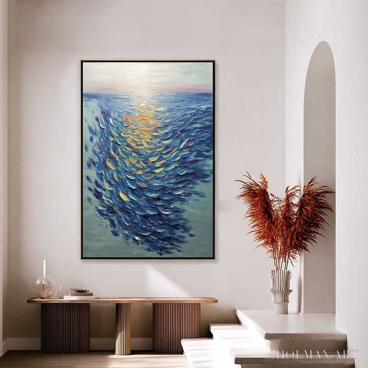 HOLMAN ART Golden Tide – Textured Impasto Painting of a School of Fish - image 4