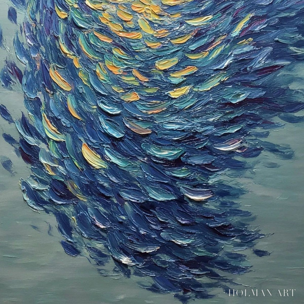 HOLMAN ART Golden Tide – Textured Impasto Painting of a School of Fish - image 5