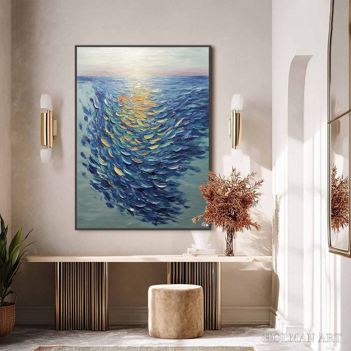 HOLMAN ART Golden Tide – Textured Impasto Painting of a School of Fish - image 6