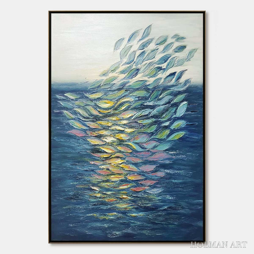 HOLMAN ART Ethereal Flow – Textured Abstract Seascape Oil Painting - image 1
