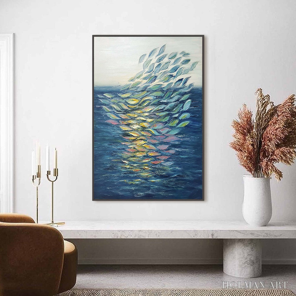 HOLMAN ART Ethereal Flow – Textured Abstract Seascape Oil Painting - image 2