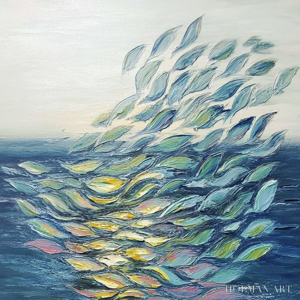 HOLMAN ART Ethereal Flow – Textured Abstract Seascape Oil Painting - image 3