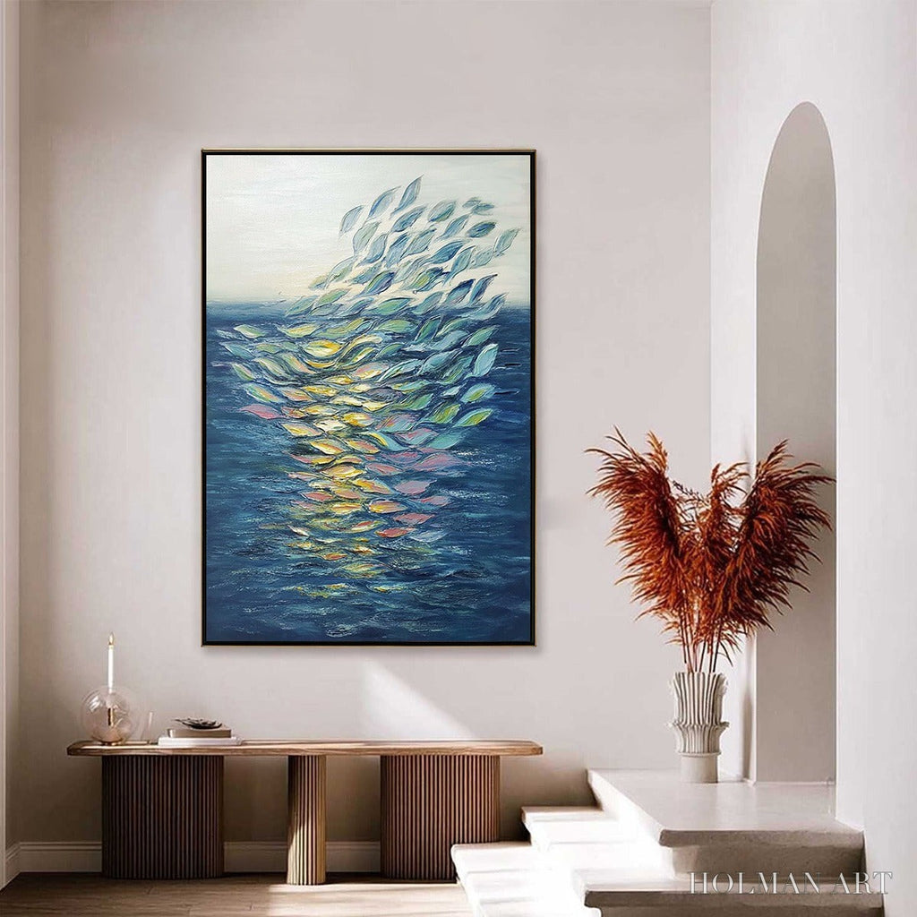 HOLMAN ART Ethereal Flow – Textured Abstract Seascape Oil Painting - image 4