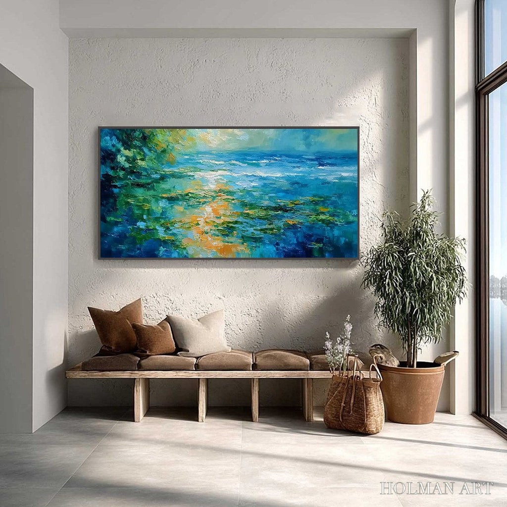 HOLMAN ART Sun-Kissed Lagoon – Textured Palette Knife Seascape Oil Painting - image 2