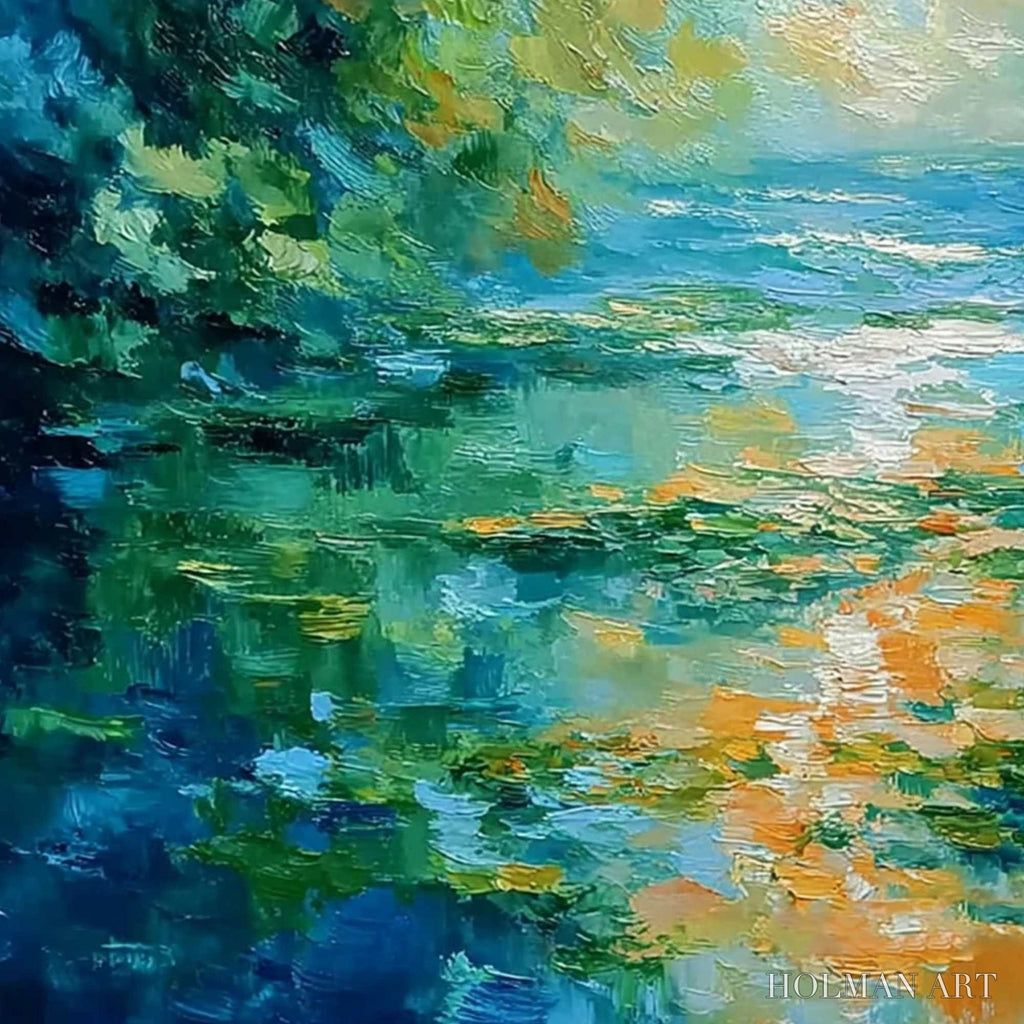 HOLMAN ART Sun-Kissed Lagoon – Textured Palette Knife Seascape Oil Painting - image 3