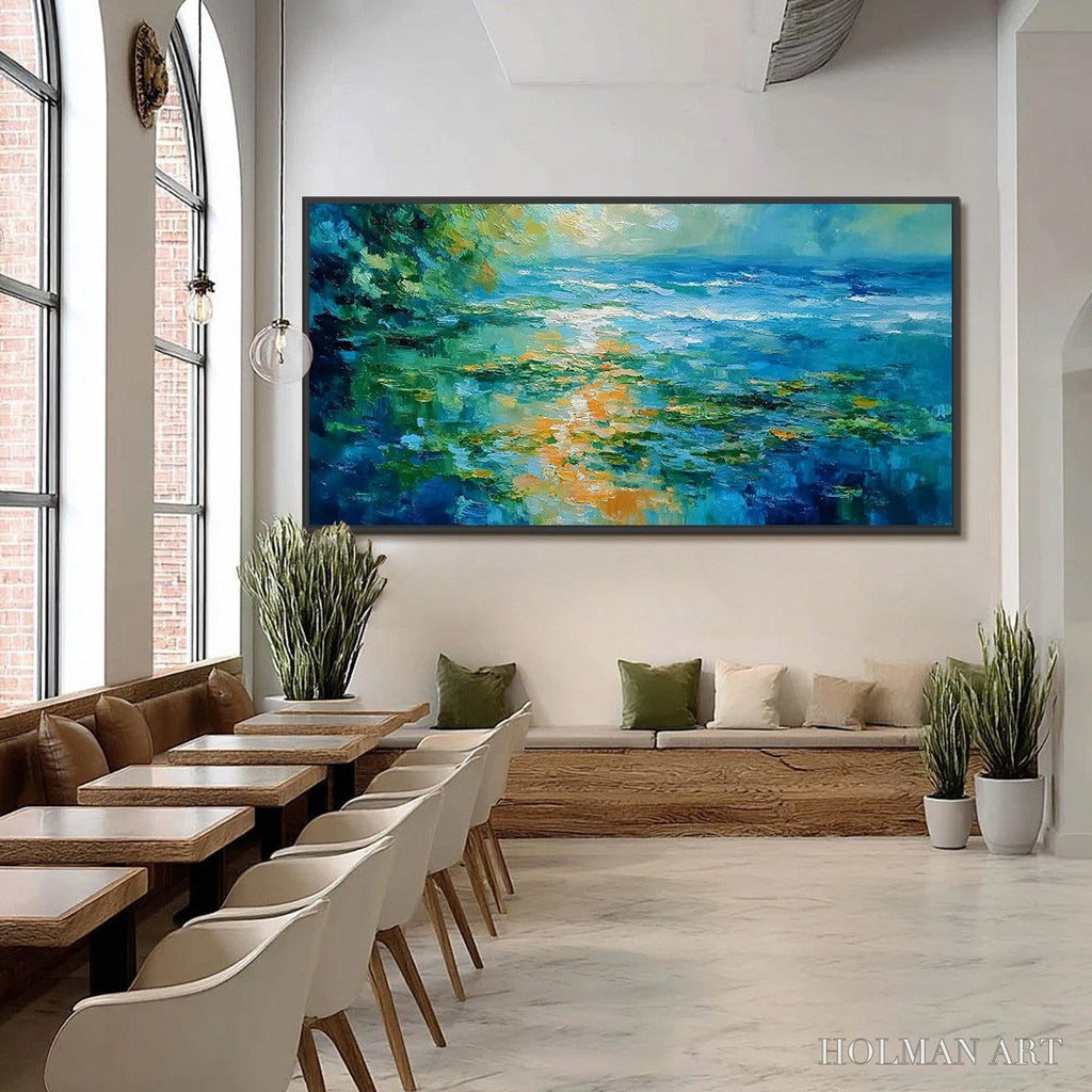 HOLMAN ART Sun-Kissed Lagoon – Textured Palette Knife Seascape Oil Painting - image 6
