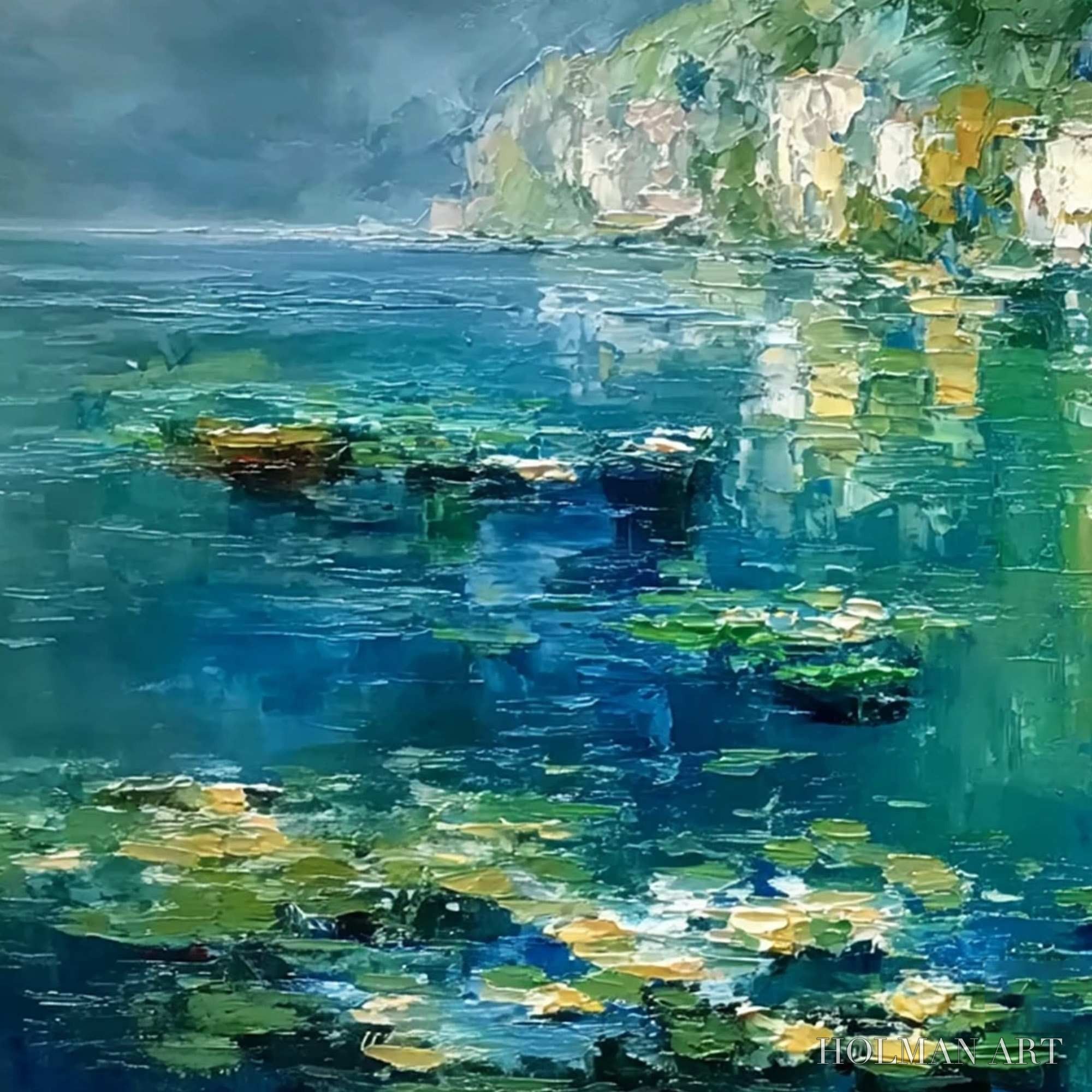 HOLMAN ART Amalfi Reflections – Textured Impasto Painting of Italian Coast Reflections - image 3