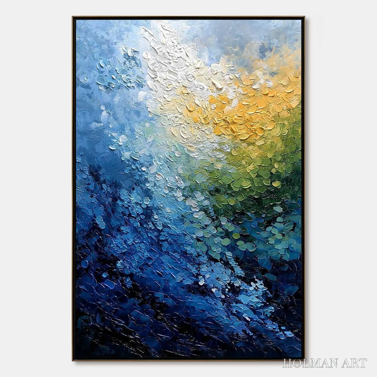 HOLMAN ART Avalon – Vertical Textured Abstract Seascape Oil Painting - image 1