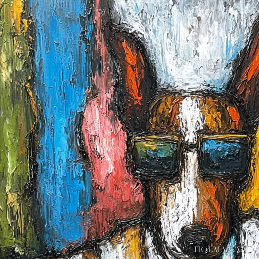HOLMAN ART the Boss – Colorful Impasto Dog Portrait Painting - image 3