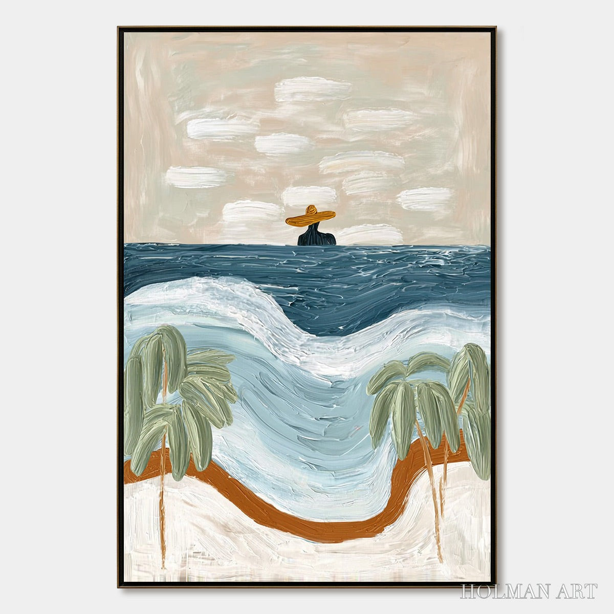 HOLMAN ART Coastal Reverie – Textured Wabi Sabi Style Beach & Sea Painting - image 1