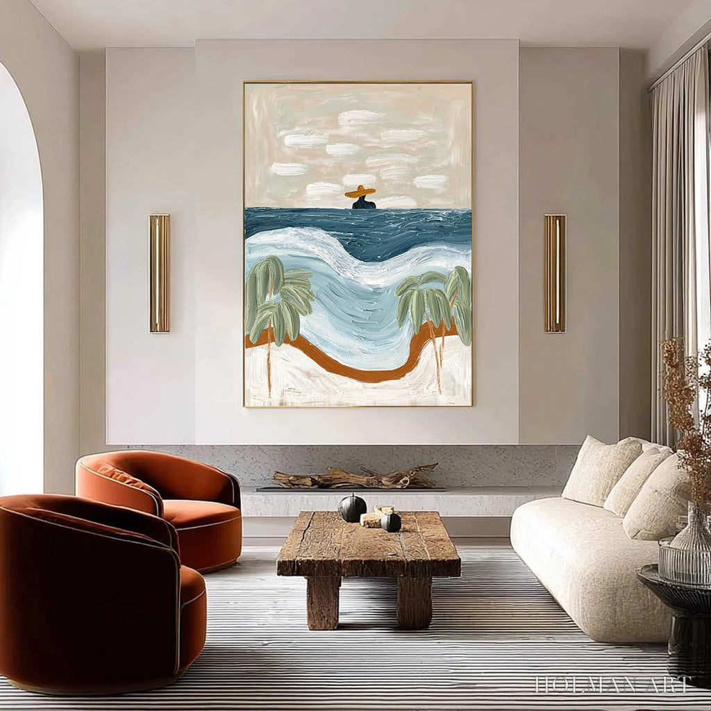 HOLMAN ART Coastal Reverie – Textured Wabi Sabi Style Beach & Sea Painting - image 2
