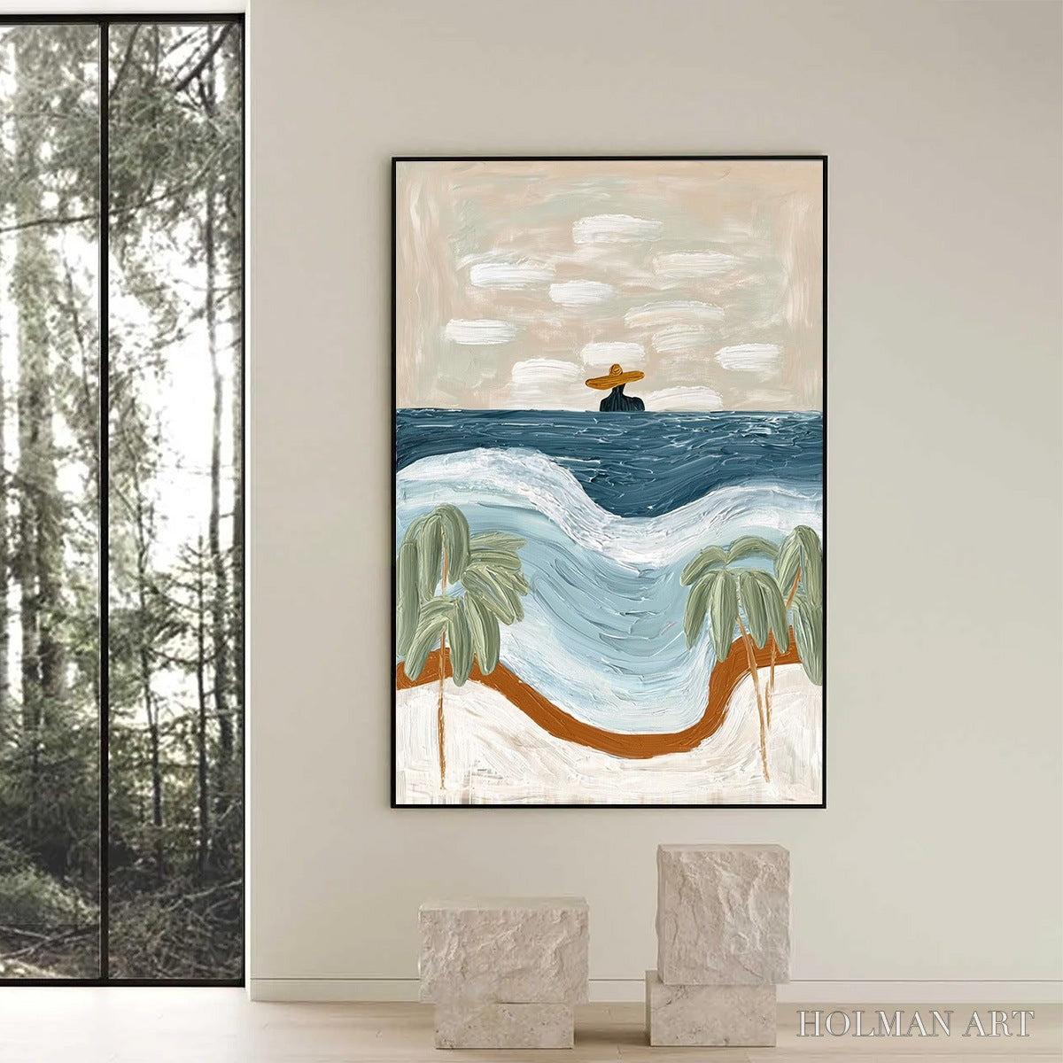 HOLMAN ART Coastal Reverie – Textured Wabi Sabi Style Beach & Sea Painting - image 6