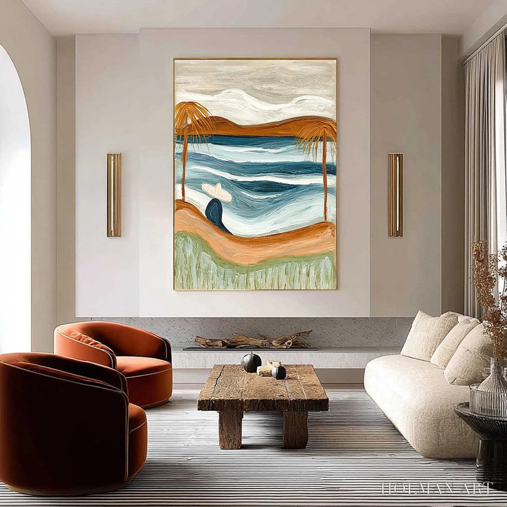 HOLMAN ART Ocean Reverie – Textured Wabi Sabi Style Coastal Landscape Painting - image 2
