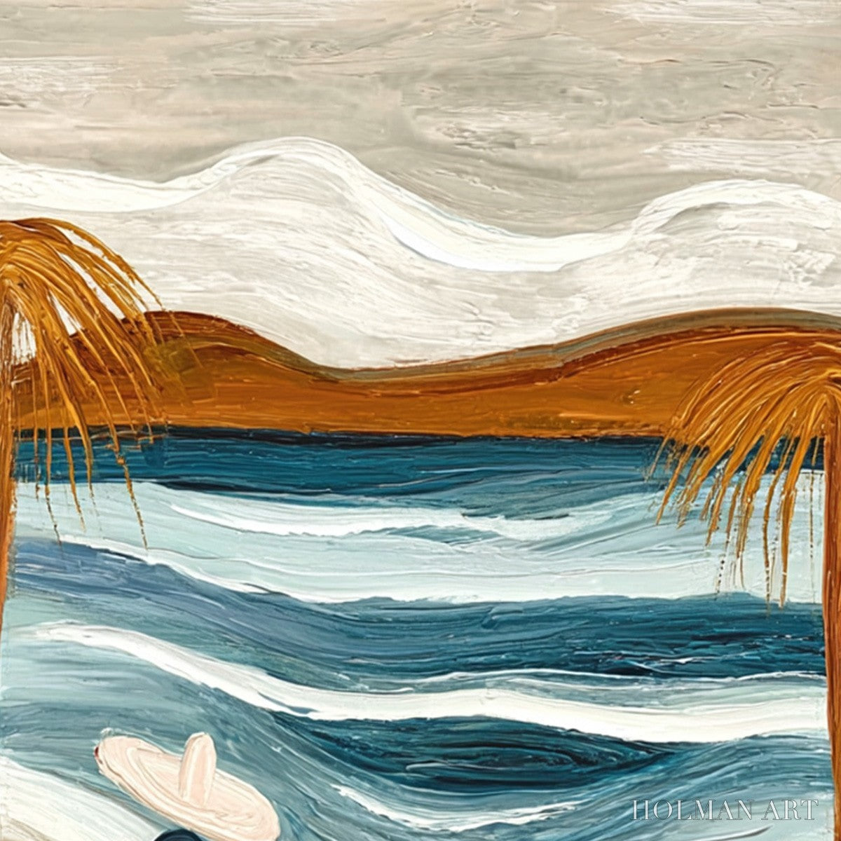 HOLMAN ART Ocean Reverie – Textured Wabi Sabi Style Coastal Landscape Painting - image 3