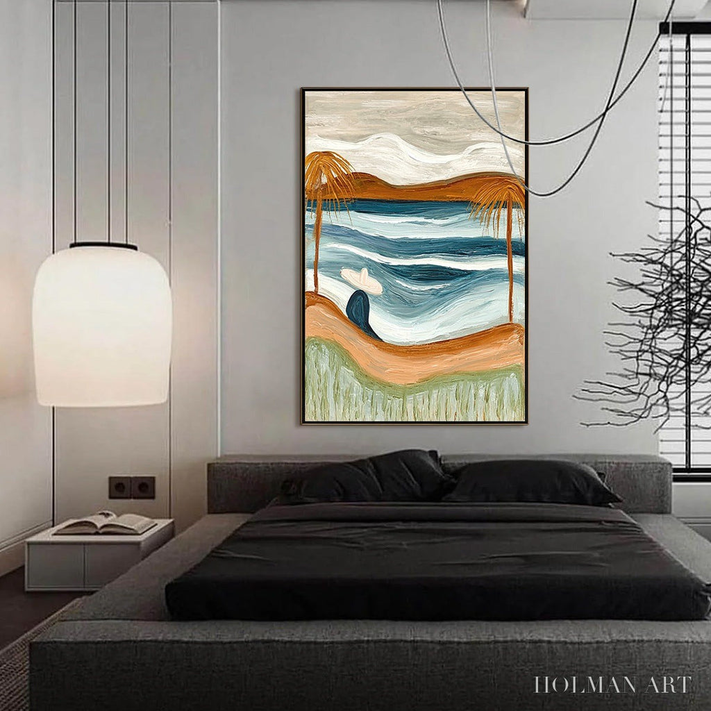 HOLMAN ART Ocean Reverie – Textured Wabi Sabi Style Coastal Landscape Painting - image 4