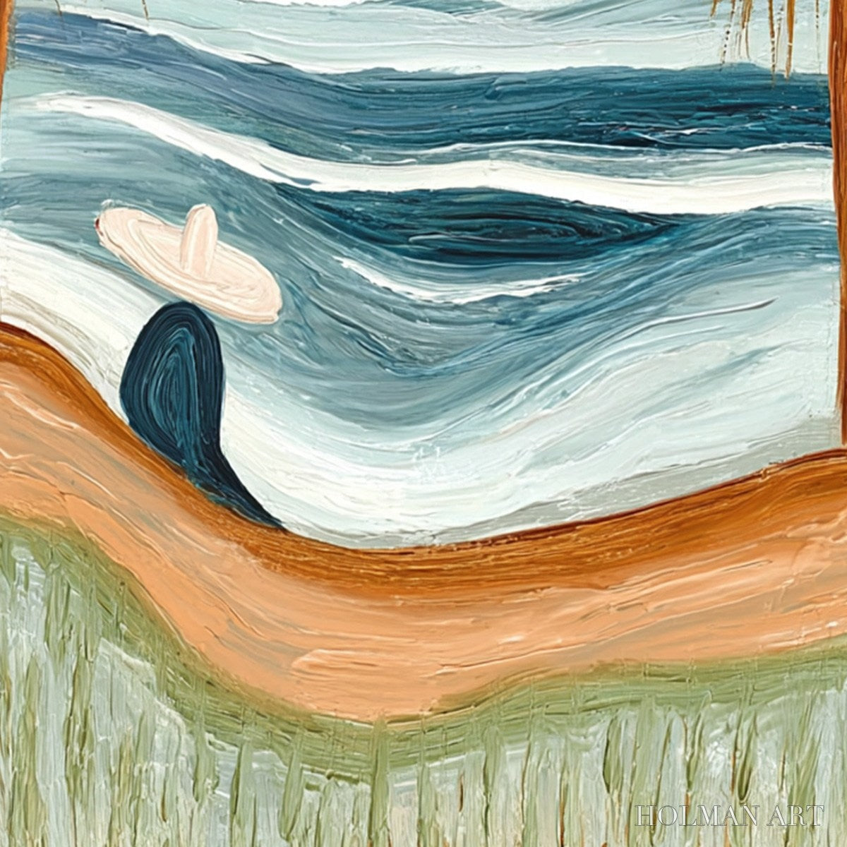 HOLMAN ART Ocean Reverie – Textured Wabi Sabi Style Coastal Landscape Painting - image 5