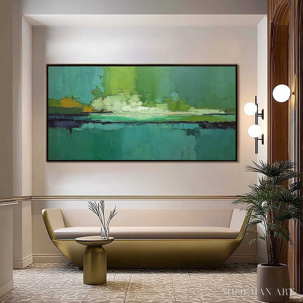 HOLMAN ART Emerald Horizon – Large Textured Abstract Seascape Oil Painting - image 2