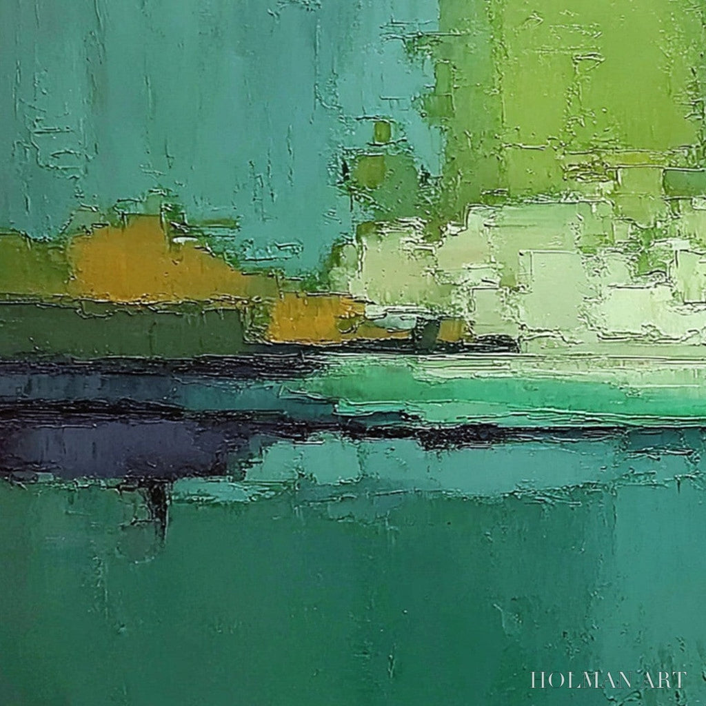 HOLMAN ART Emerald Horizon – Large Textured Abstract Seascape Oil Painting - image 3