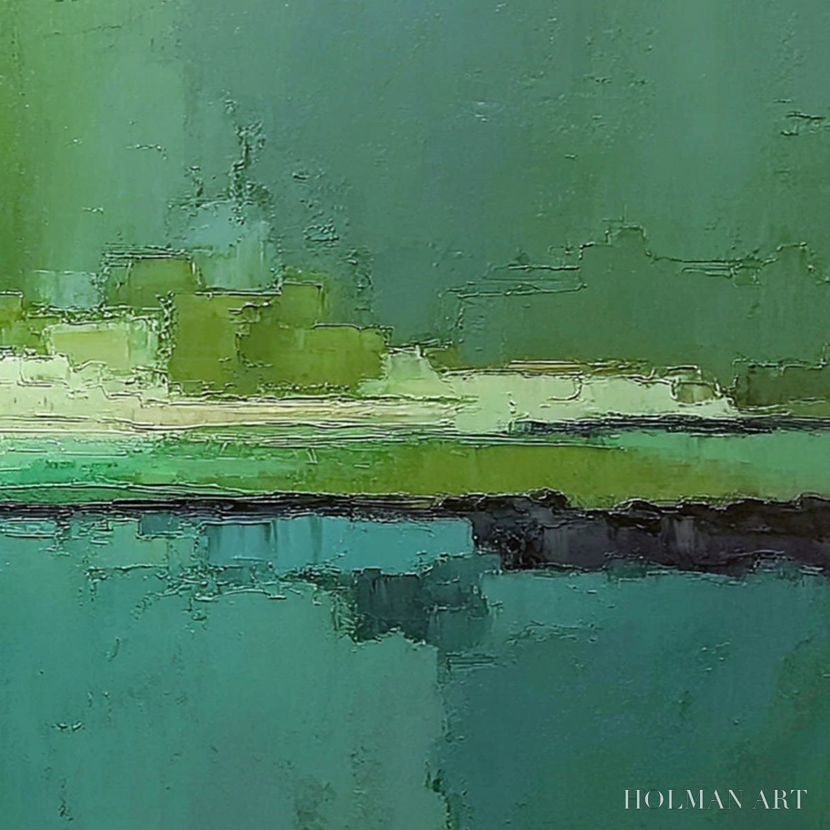 HOLMAN ART Emerald Horizon – Large Textured Abstract Seascape Oil Painting - image 5