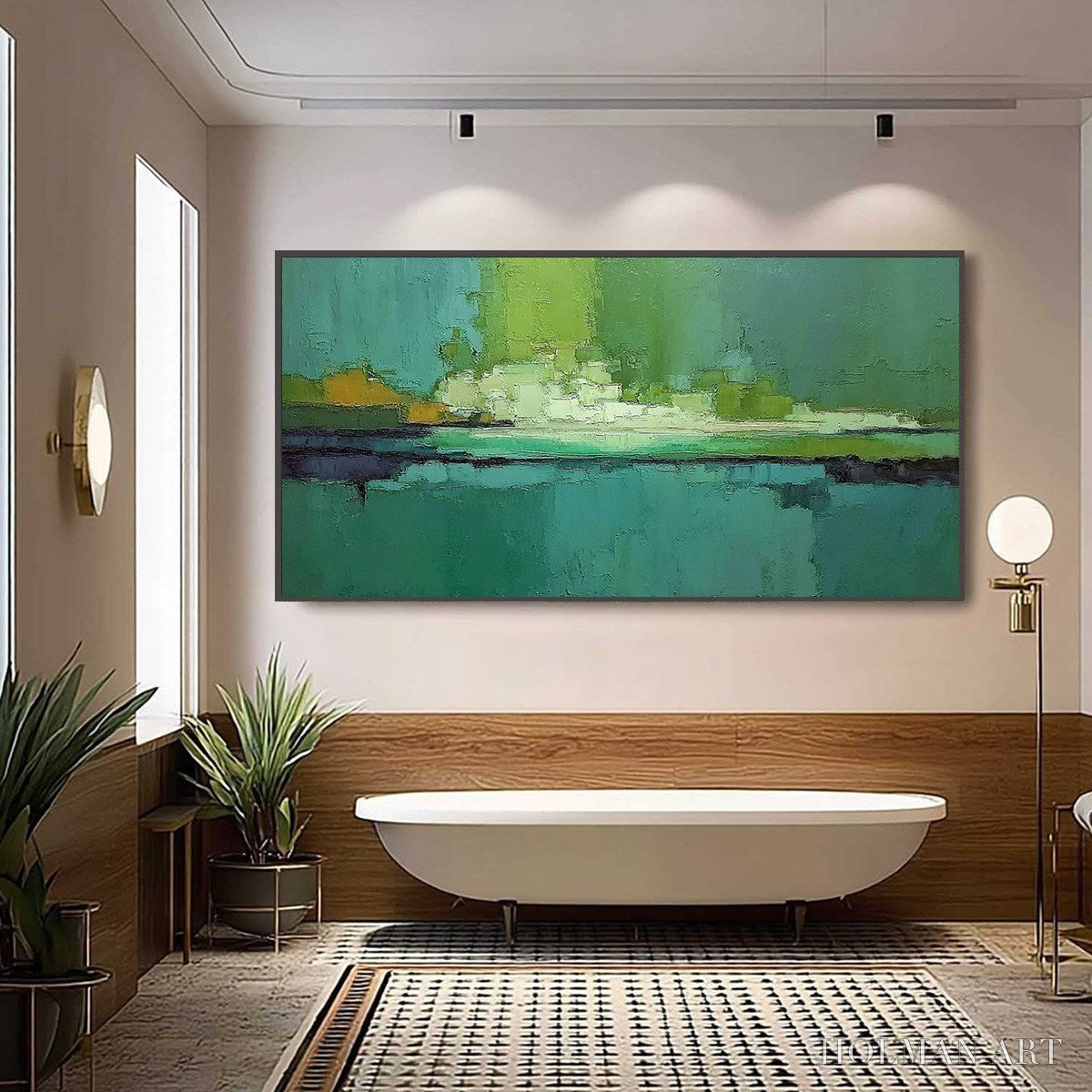 HOLMAN ART Emerald Horizon – Large Textured Abstract Seascape Oil Painting - image 6