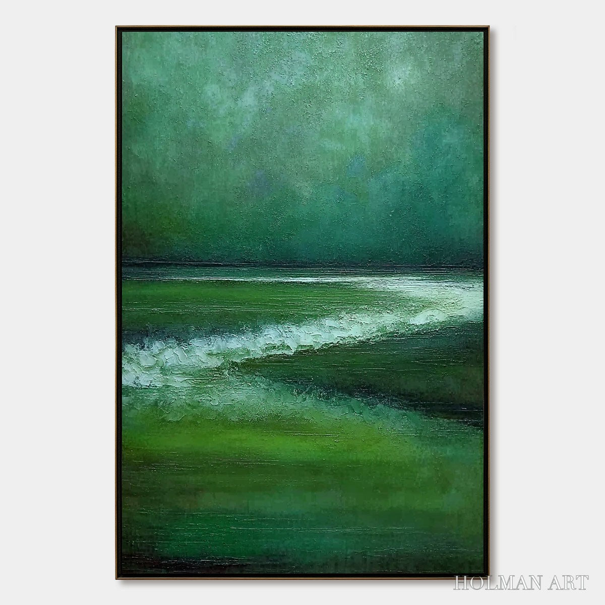 HOLMAN ART Emerald Tide – Textured Wabi Sabi Abstract Seascape Painting - image 1