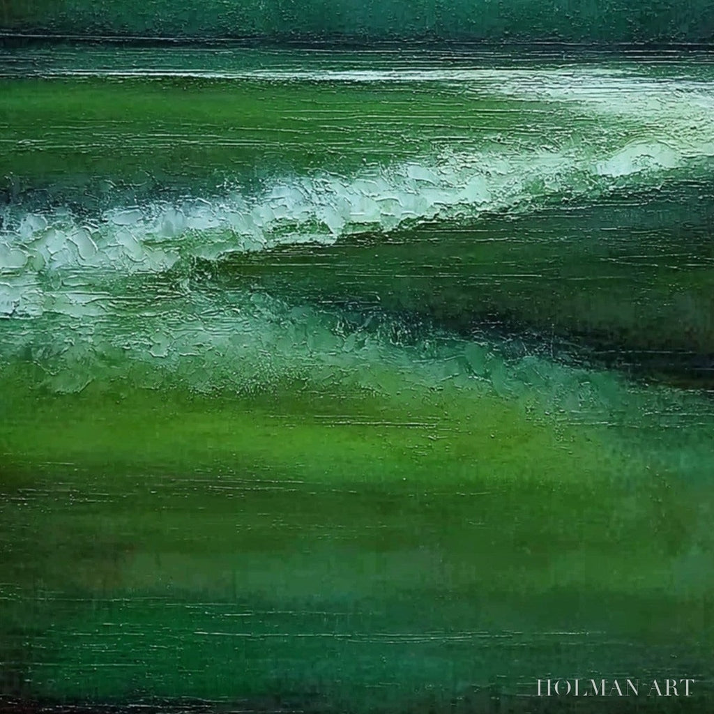 HOLMAN ART Emerald Tide – Textured Wabi Sabi Abstract Seascape Painting - image 3