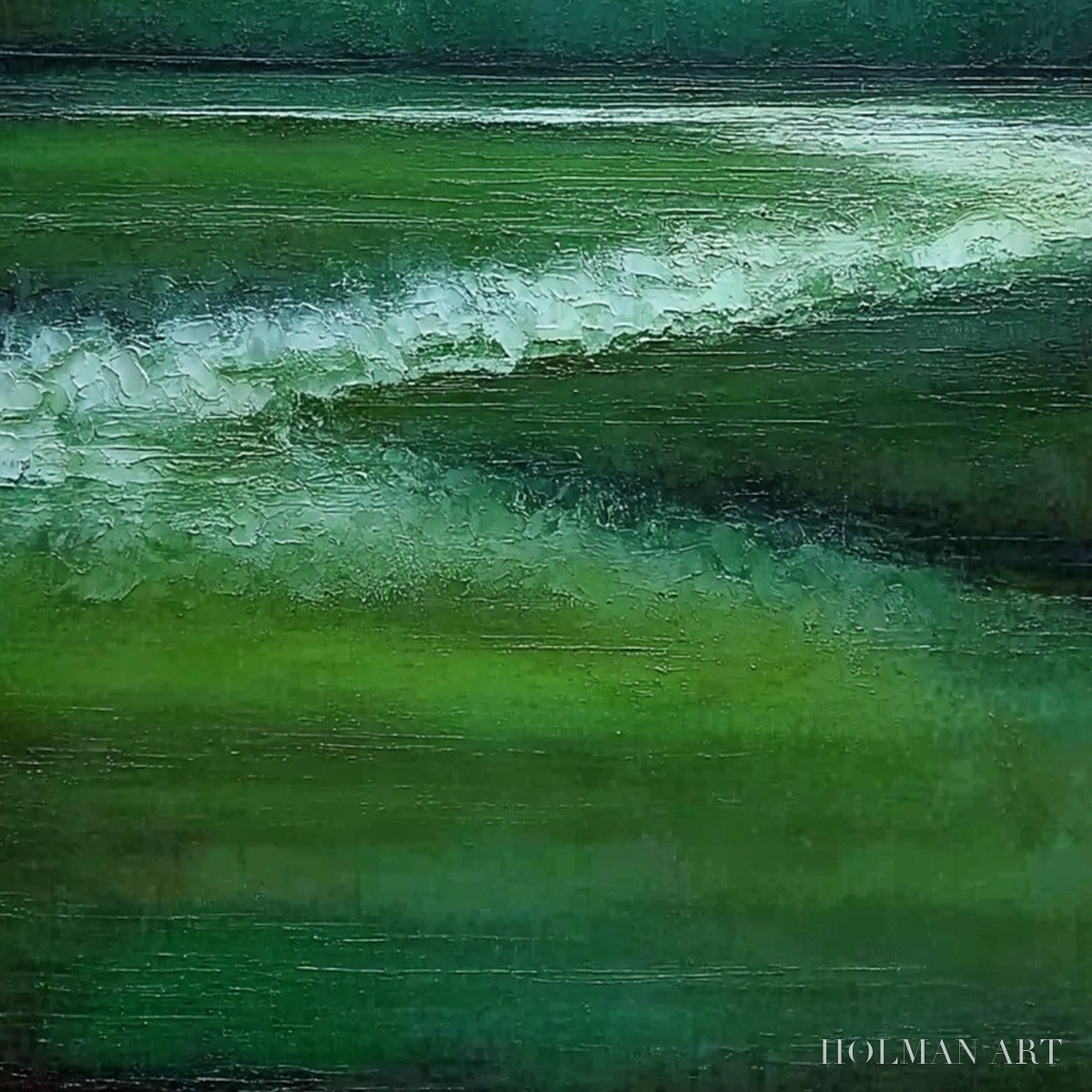 HOLMAN ART Emerald Tide – Textured Wabi Sabi Abstract Seascape Painting - image 3