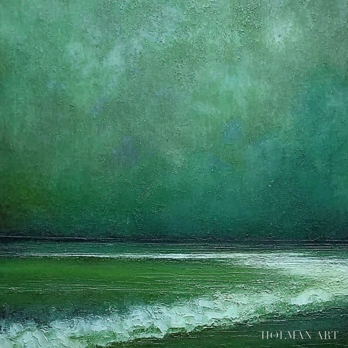 HOLMAN ART Emerald Tide – Textured Wabi Sabi Abstract Seascape Painting - image 5