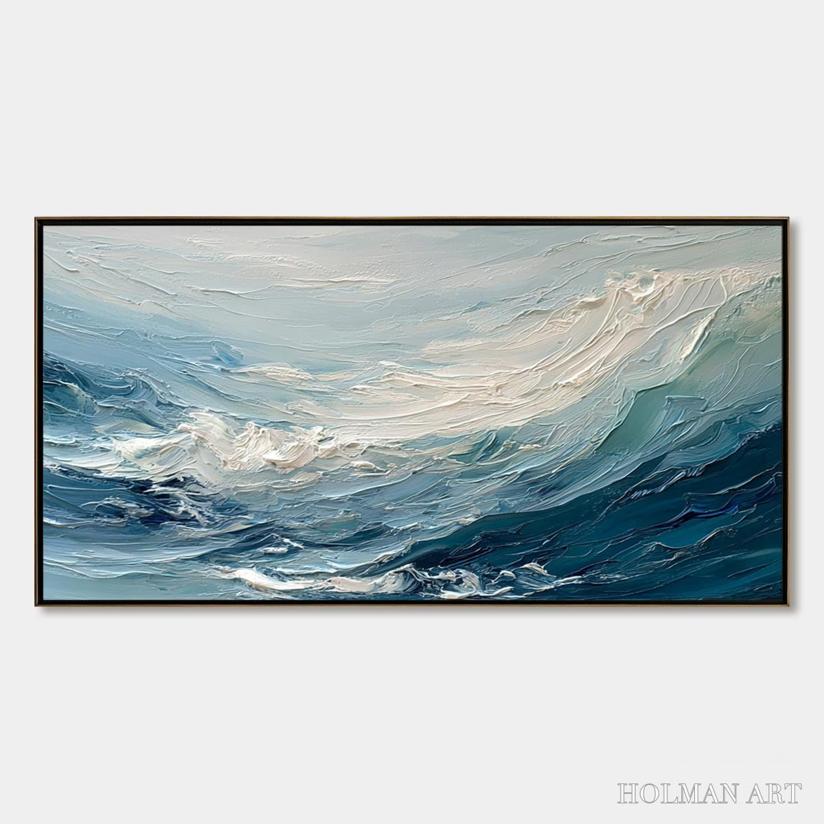HOLMAN ART Aegean Surge – Textured Abstract Ocean Wave Painting - image 1