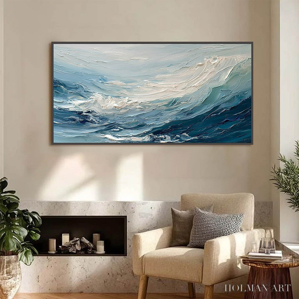 HOLMAN ART Aegean Surge – Textured Abstract Ocean Wave Painting - image 2