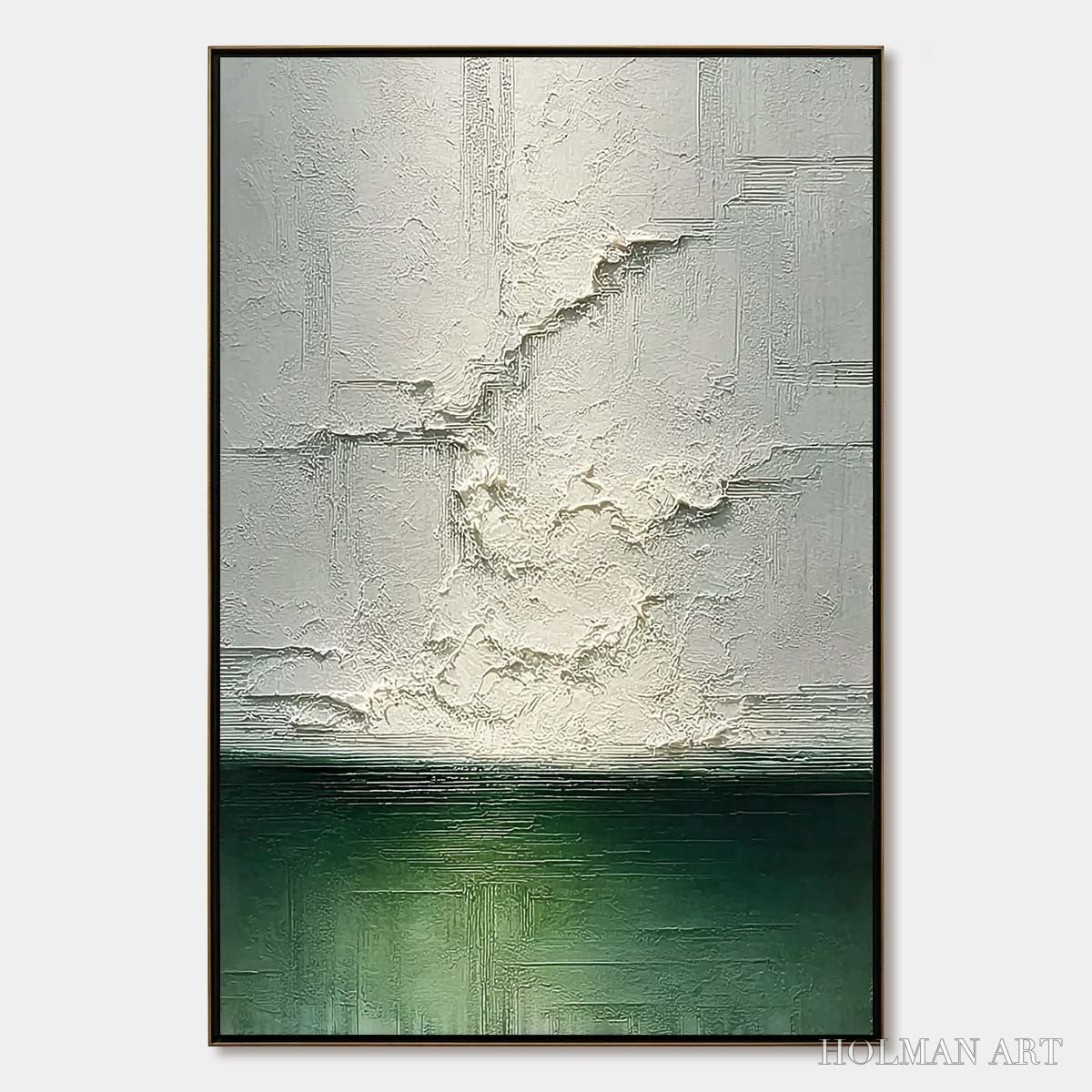 HOLMAN ART Emerald Horizon – Heavily Textured Wabi Sabi Abstract Seascape Painting - image 1
