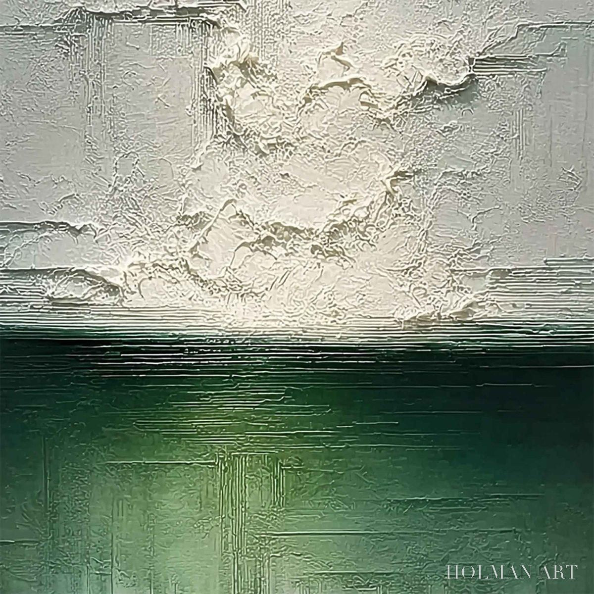 HOLMAN ART Emerald Horizon – Heavily Textured Wabi Sabi Abstract Seascape Painting - image 3