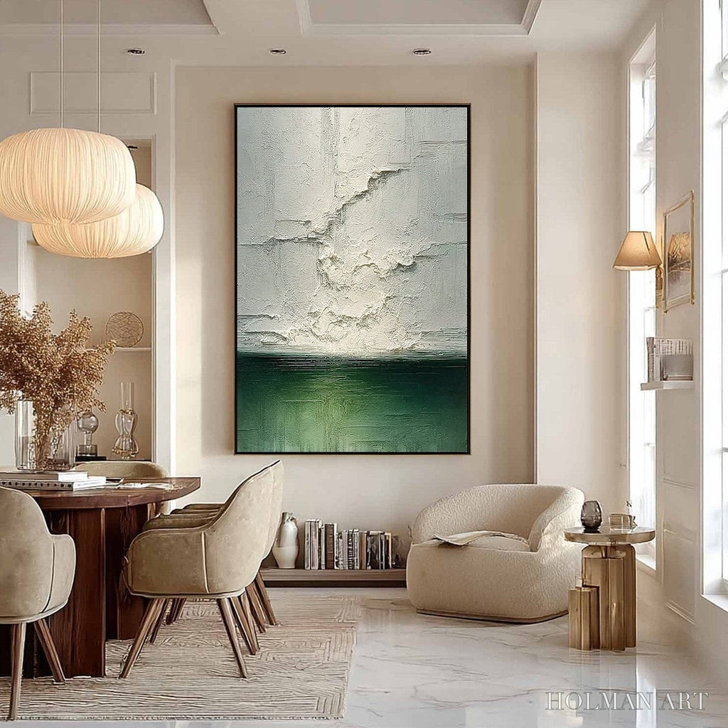 HOLMAN ART Emerald Horizon – Heavily Textured Wabi Sabi Abstract Seascape Painting - image 6