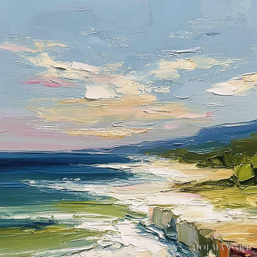 HOLMAN ART Coastal Embrace – Textured Impasto Seascape Oil Painting for Wall Decor - image 3