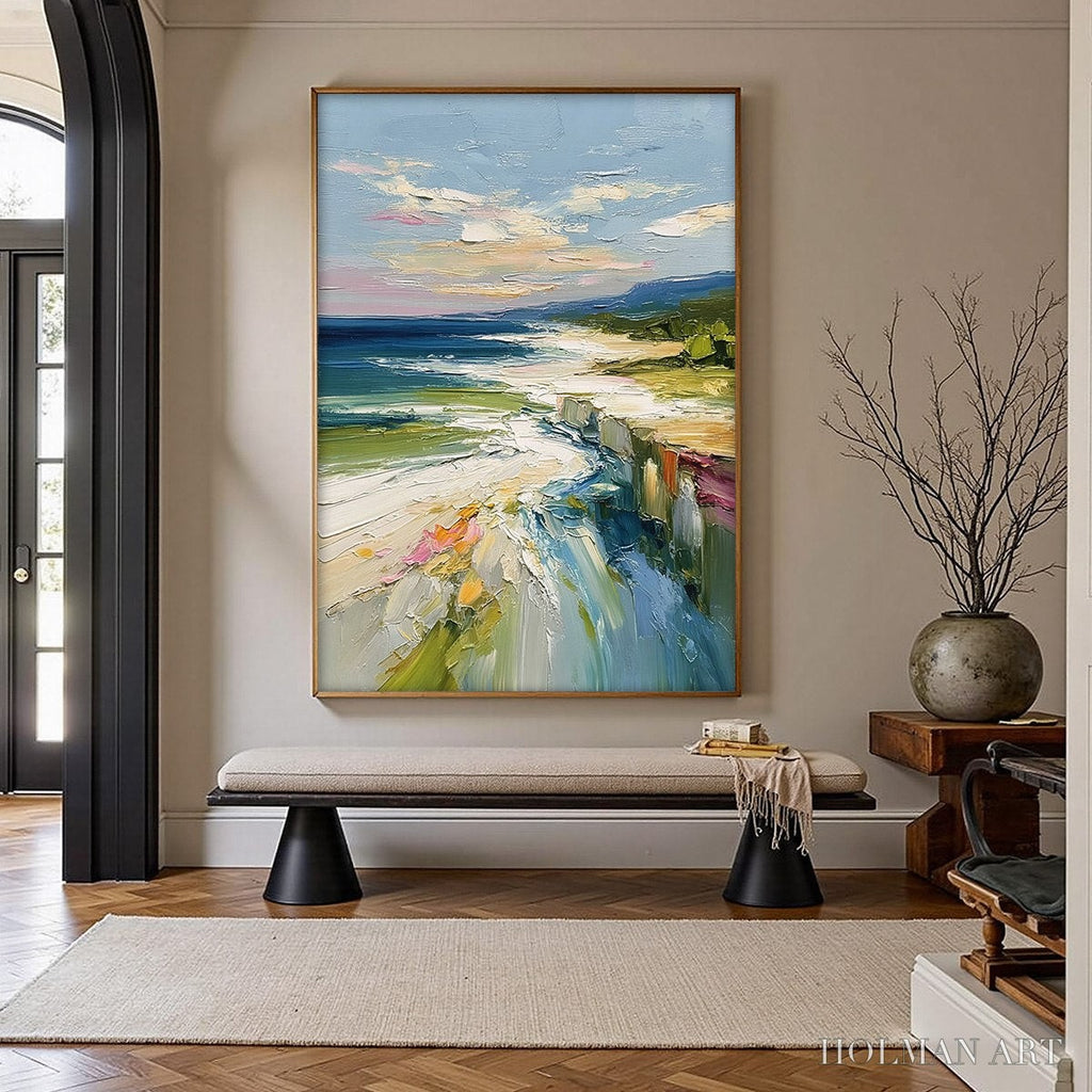 HOLMAN ART Coastal Embrace – Textured Impasto Seascape Oil Painting for Wall Decor - image 4
