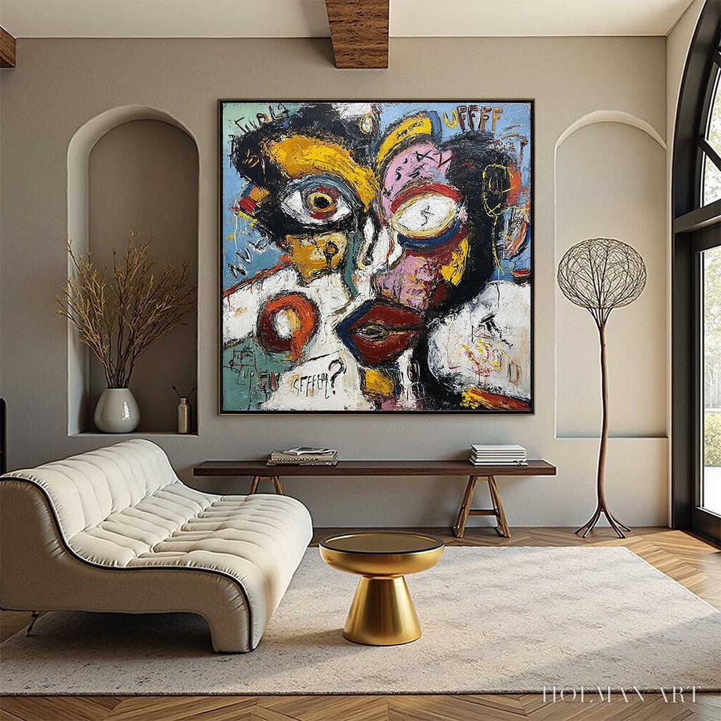 HOLMAN ART Static Mind – Bold Neo-Expressionist Abstract Portrait Painting - image 2