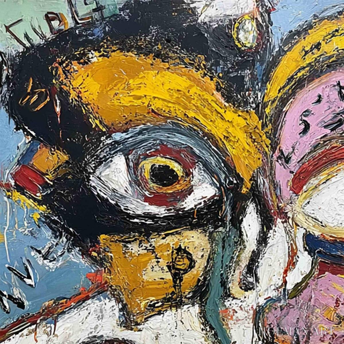HOLMAN ART Static Mind – Bold Neo-Expressionist Abstract Portrait Painting - image 3