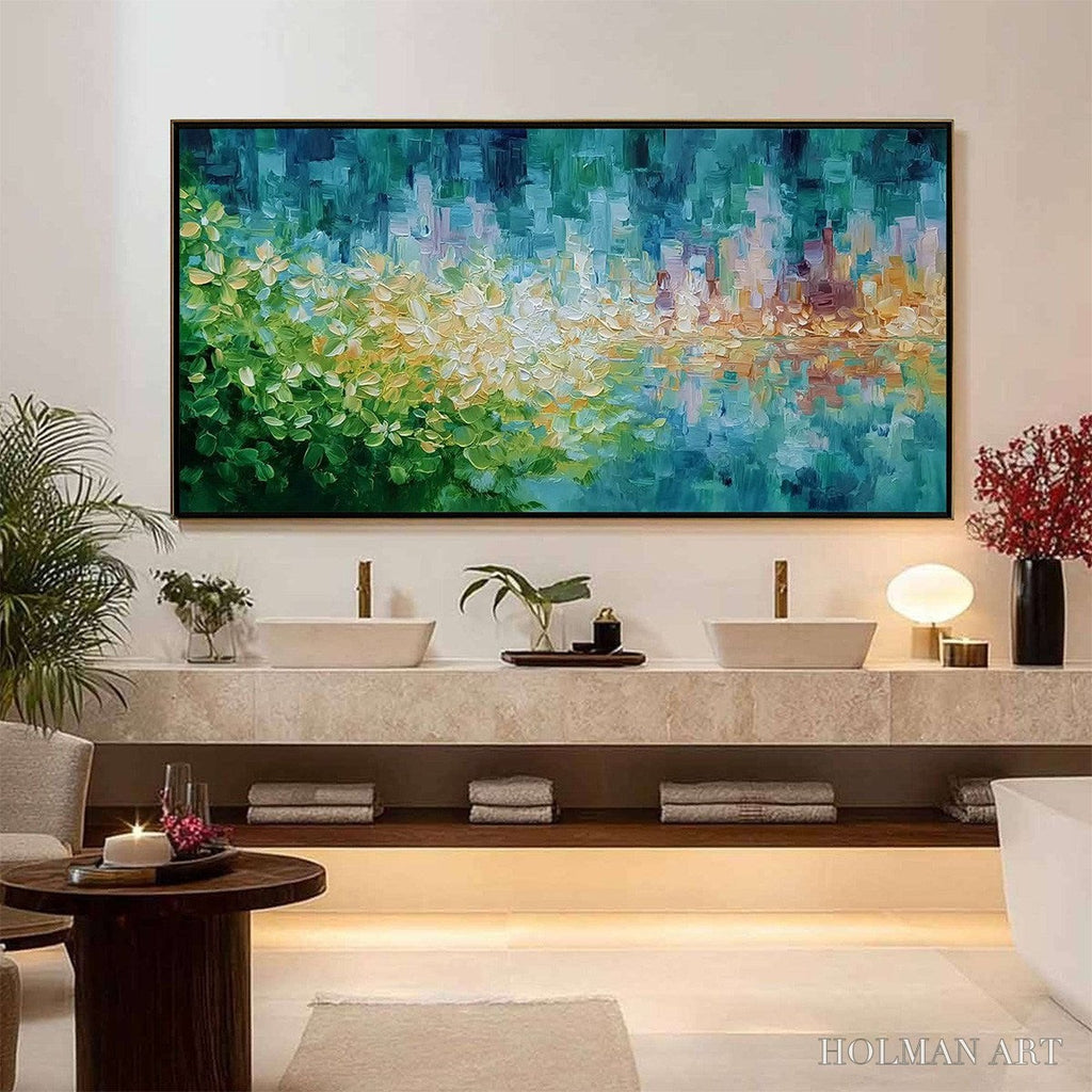 HOLMAN ART Verdant Echo – Textured Impasto Painting of a Lakeside Reflection - image 2