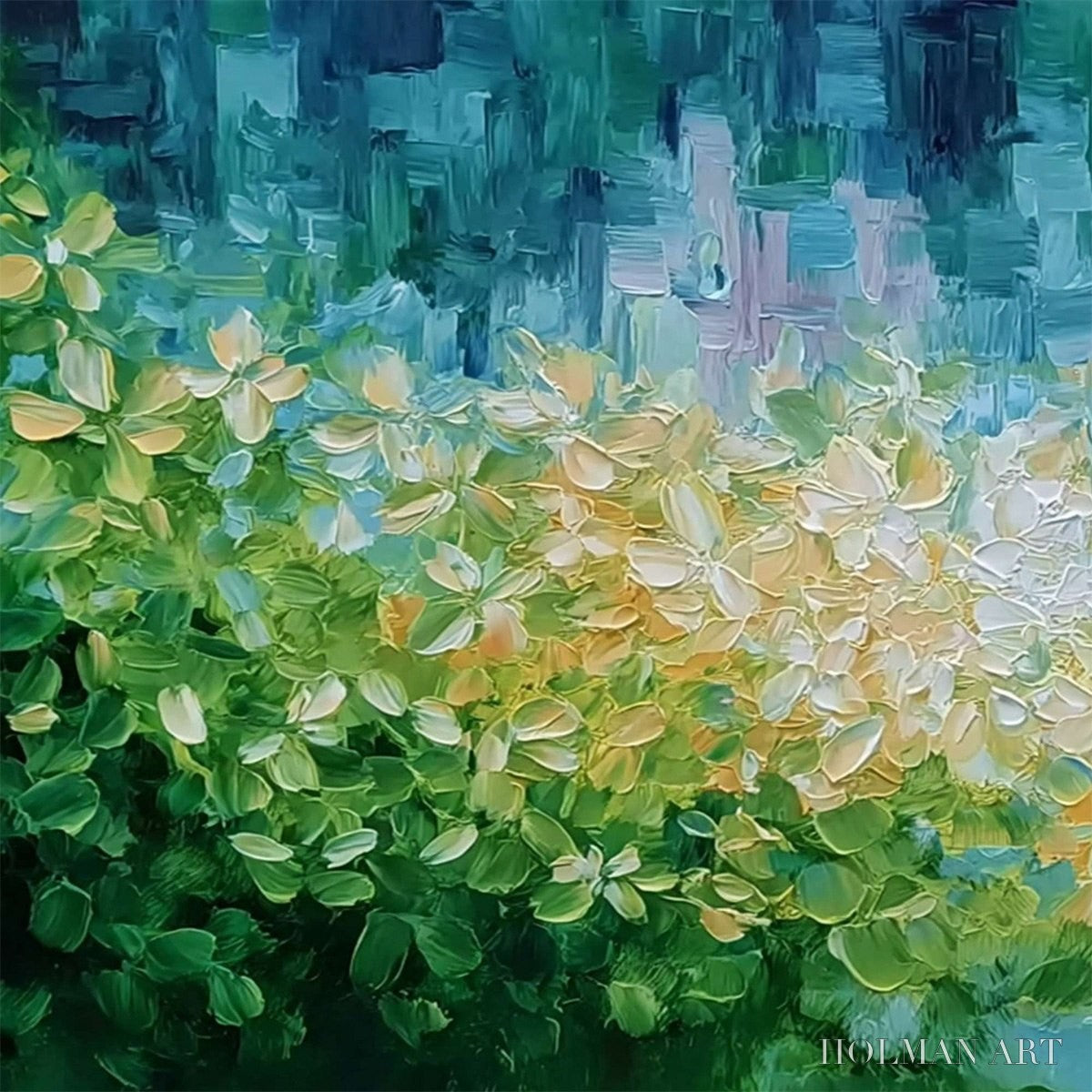 HOLMAN ART Verdant Echo – Textured Impasto Painting of a Lakeside Reflection - image 3
