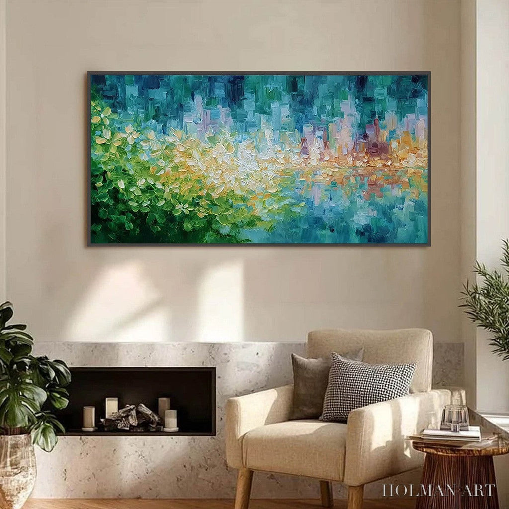 HOLMAN ART Verdant Echo – Textured Impasto Painting of a Lakeside Reflection - image 4