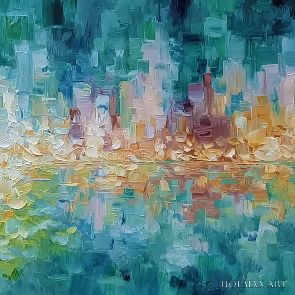 HOLMAN ART Verdant Echo – Textured Impasto Painting of a Lakeside Reflection - image 5