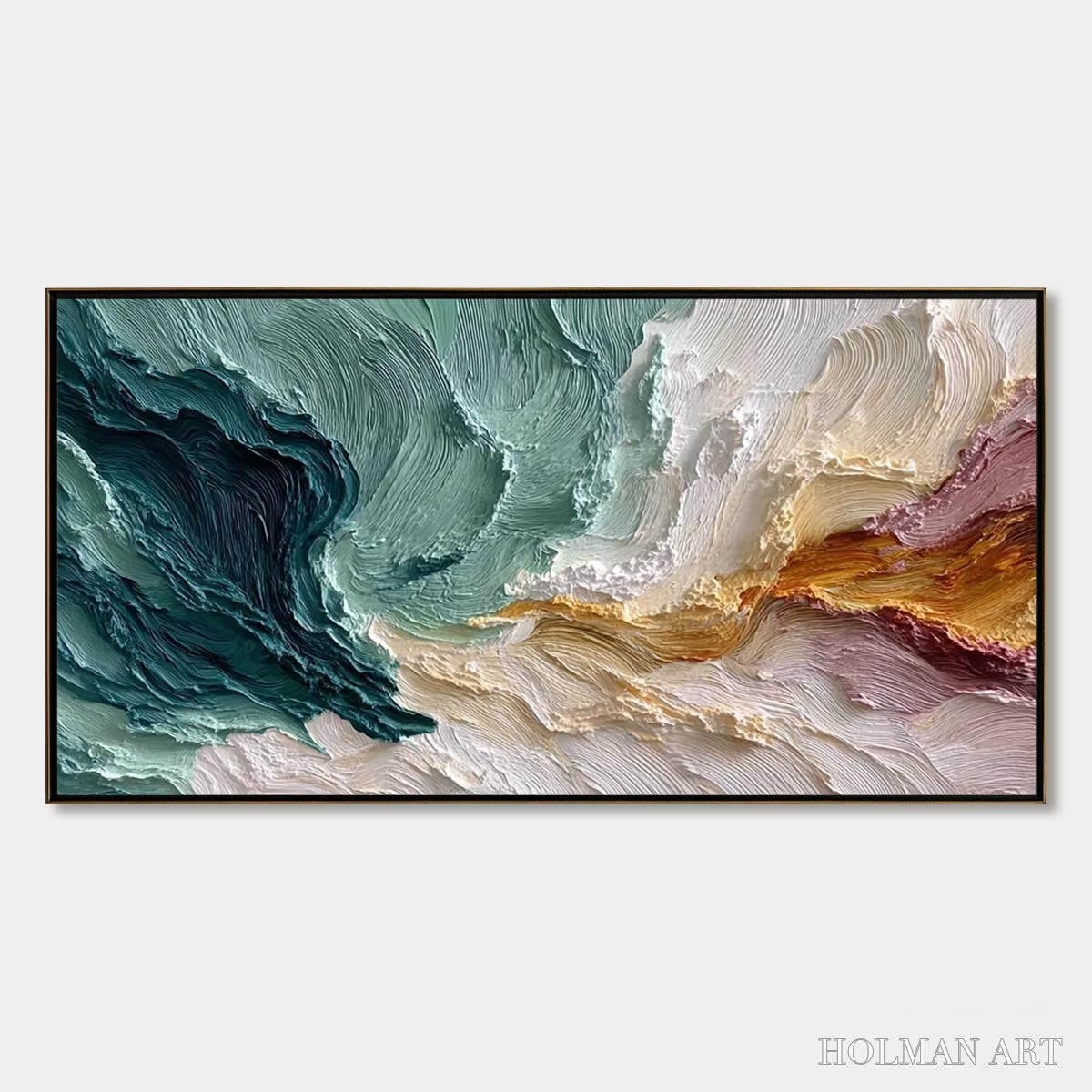 HOLMAN ART Coastal Rhythm – Large Horizontal Textured Impasto Ocean Painting - image 1