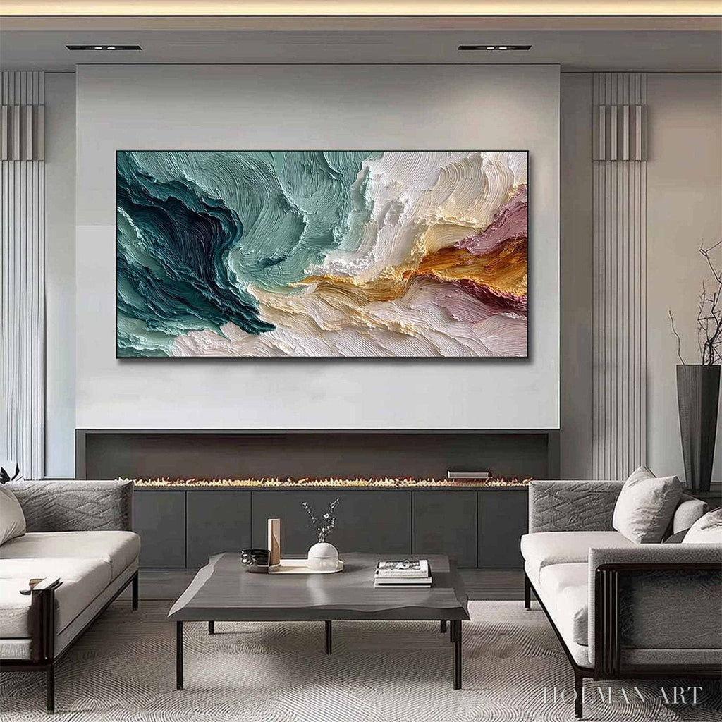 HOLMAN ART Coastal Rhythm – Large Horizontal Textured Impasto Ocean Painting - image 4